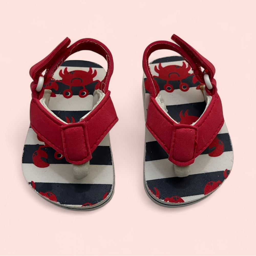 SG Footwear Navy Blue Red White 2C Infant Baby Boy Baby Girl Crab Flip Flops